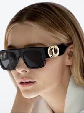 Louis Vuitton Black Sunglasses with Gold LV Medallions